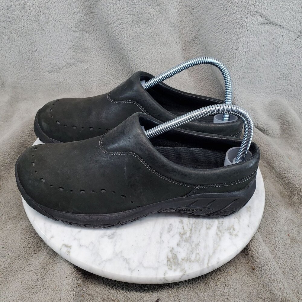 Merrell Shoes Womens Size 7.5 Black Leather Encore Blip Slip On Clogs